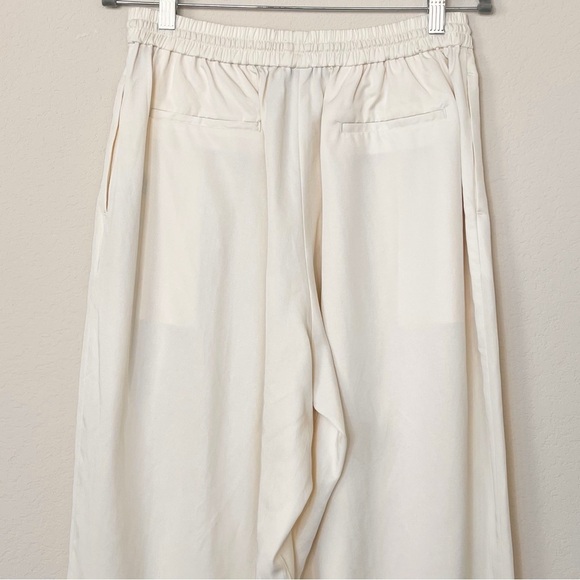 Lattelier Linen Cotton Drawstring Straight Leg Cream Pants - Picture 9 of 14